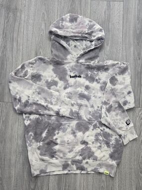 Twitch Tie-Dye Hoodie Men’s Large Gray White Embroidered Logo Pullover #639